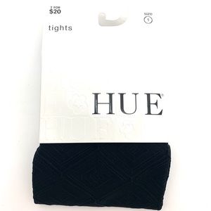 4/$25 Hue Black 3-D Diamond Tights NEW Small Sz 1